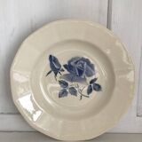 Set of 20 Digoin soup plates, blue rose patterns