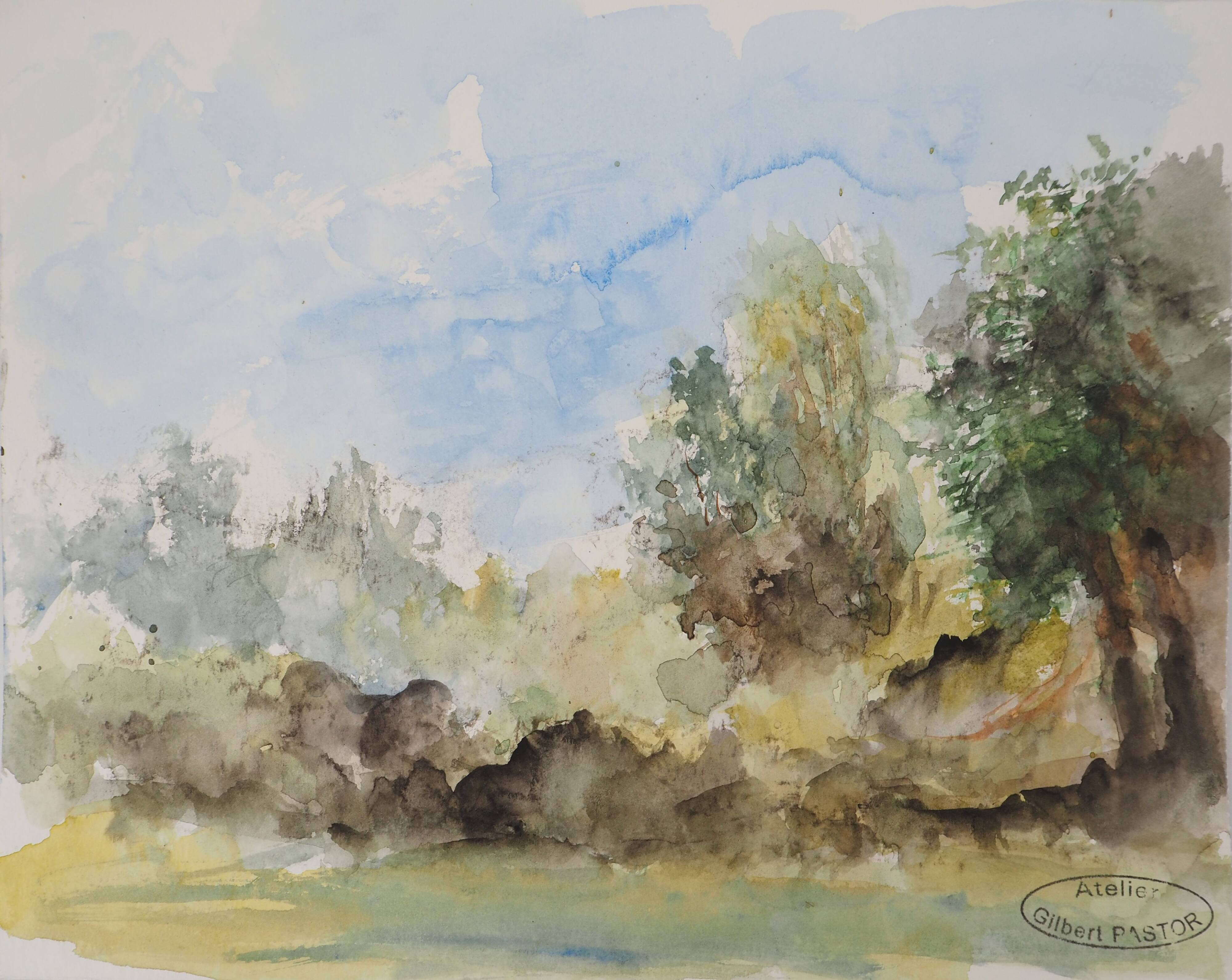 Gilbert Pastor: Spring Forest, original signed watercolor