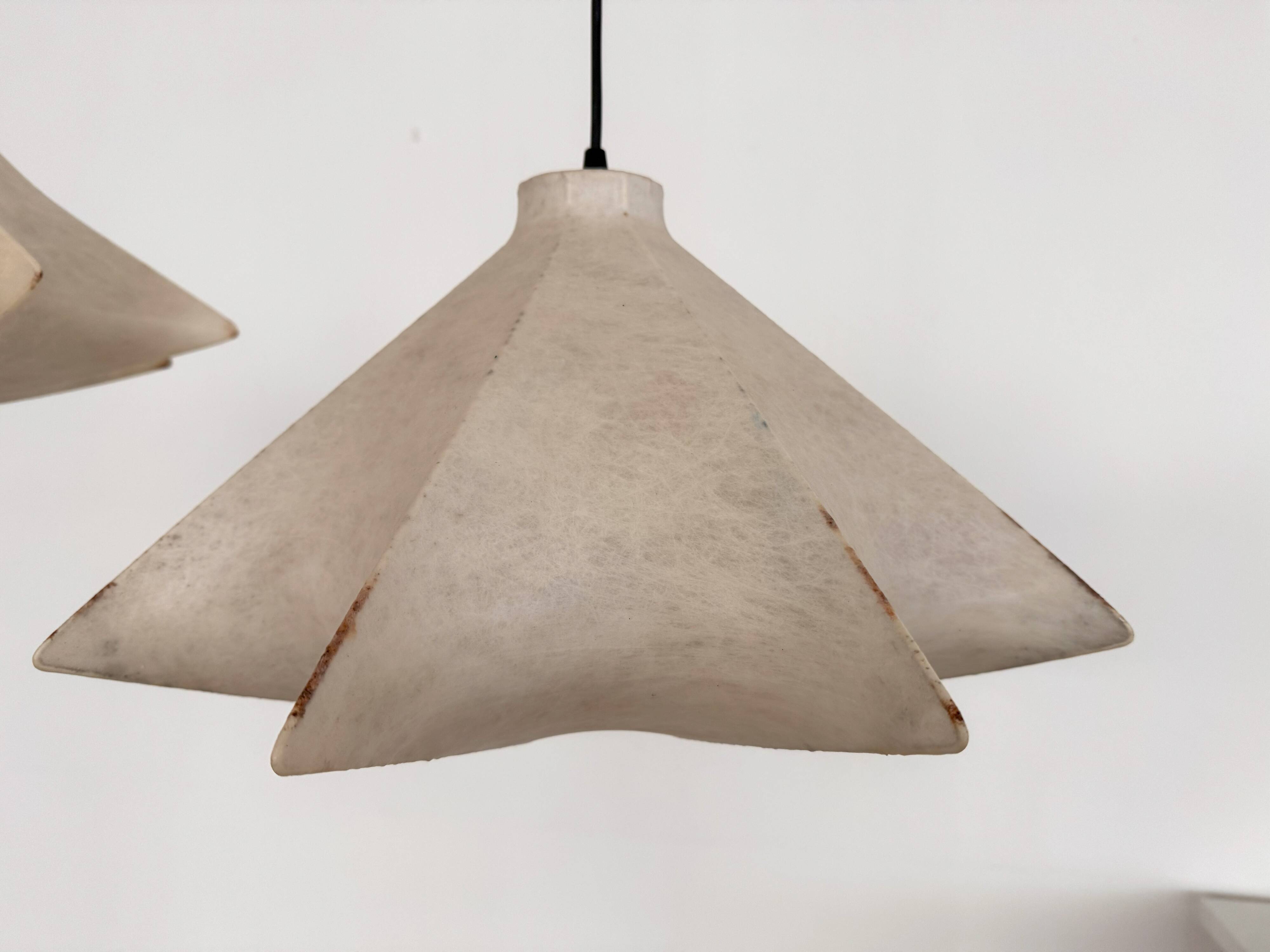 Pair of Italian Designer Cocoon Pendant lights original from the 1960s