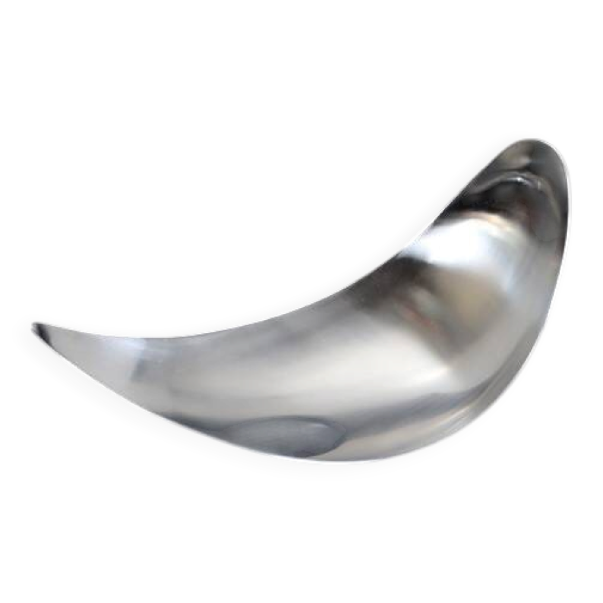 “Leaf” bowl / medium size / Helle Damkjær for Georg Jensen / brushed stainless steel / asymmetrical / Danish modern design