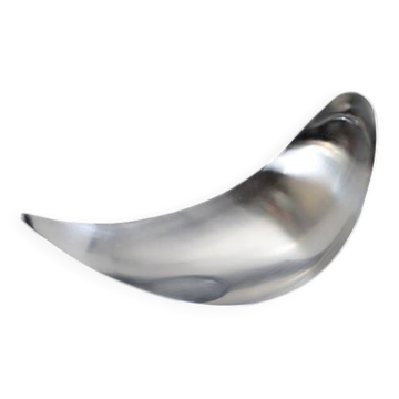 Bol "Feuille" / taille moyenne / Helle Damkjær pour Georg Jensen / acier inoxydable brossé / asymétrique / design danois moderne
