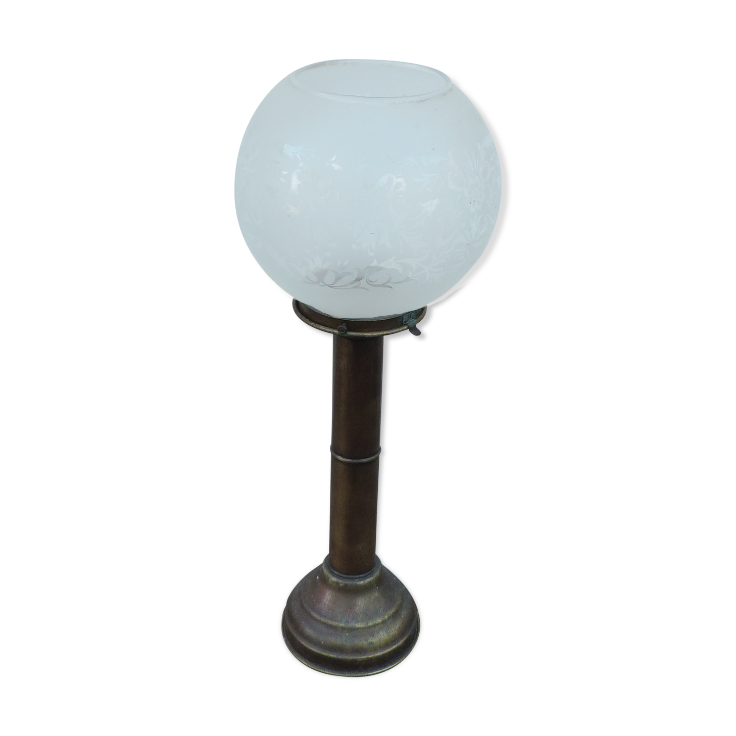 Bougeoir laiton et verre à système DHR lampe à diner bateau