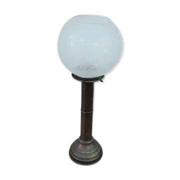 Brass candlestick and DHR system glass boat dinner lamp