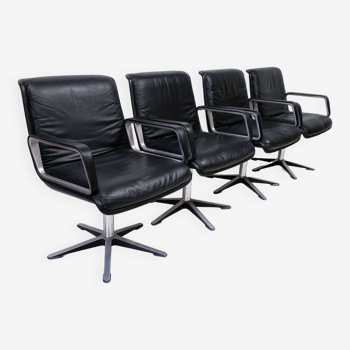 Set of 4 Wilkhahn Delta swivel chairs