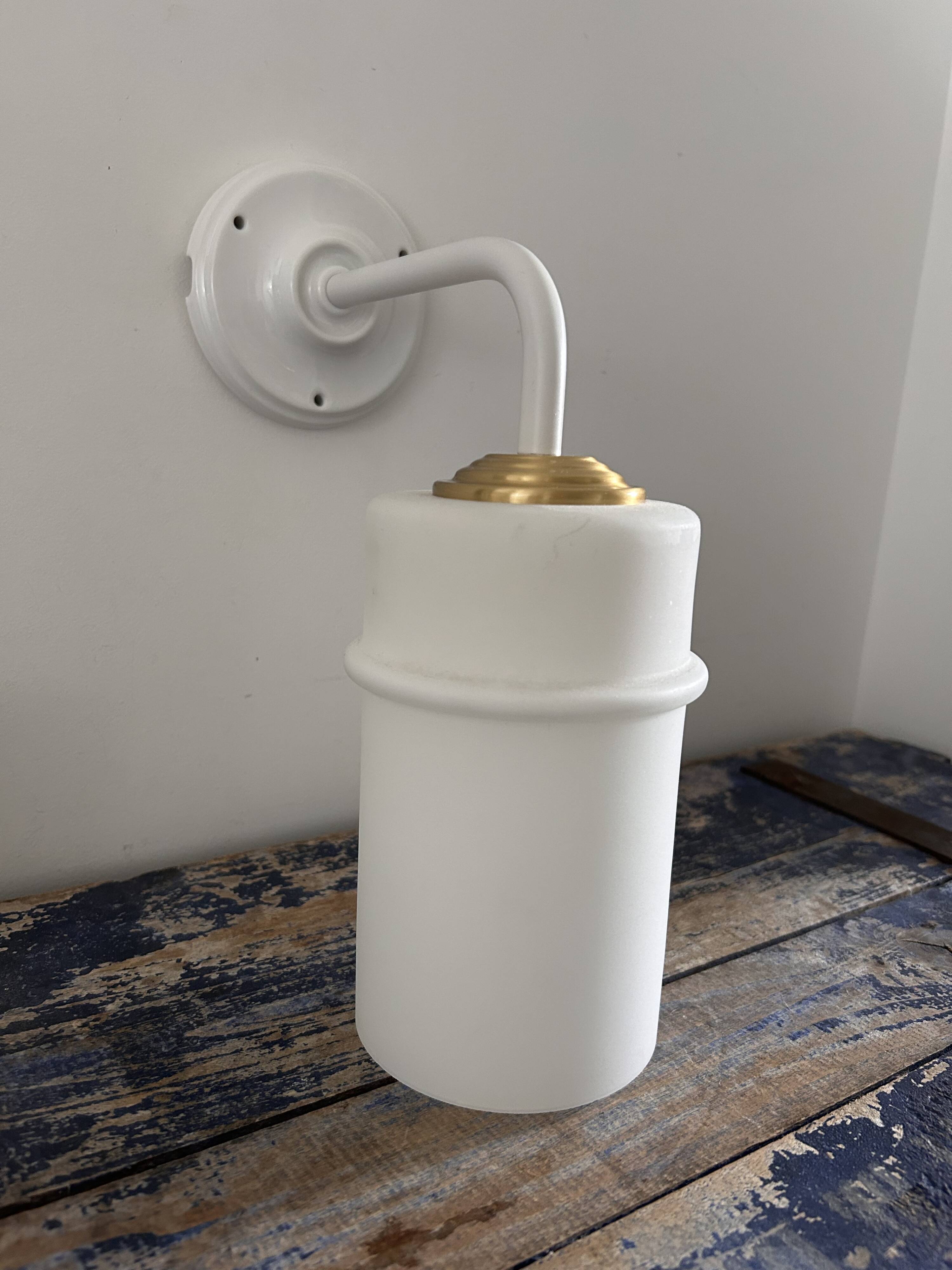 Vintage white opaline wall light