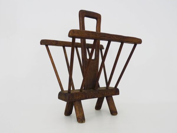 Porte- revues brutaliste en bois des années 1950