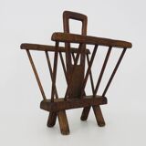 Porte- revues brutaliste en bois des années 1950