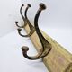 Solid teak coat hook with 3 double cast iron hooks