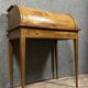 Louis XVI style cylinder desk in marquetry with floral decorations circa 1880
