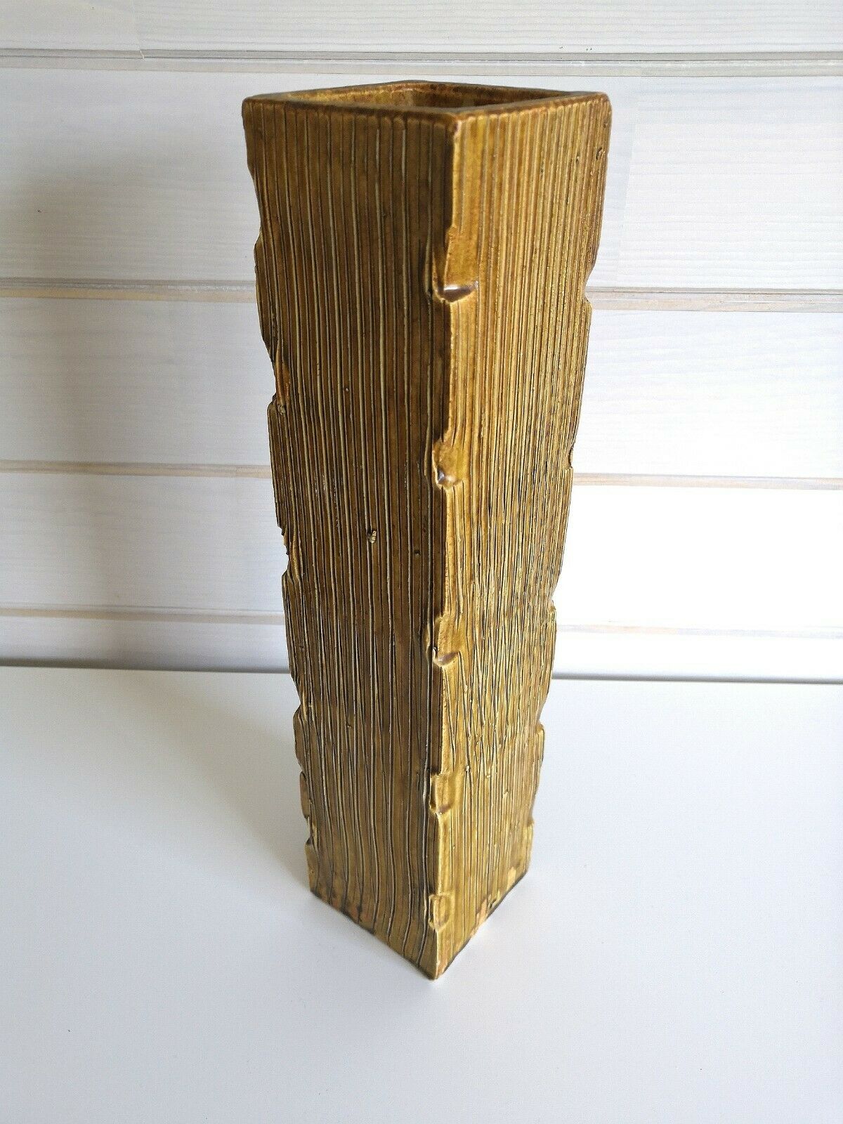 Céramique tube effet bois design années 70