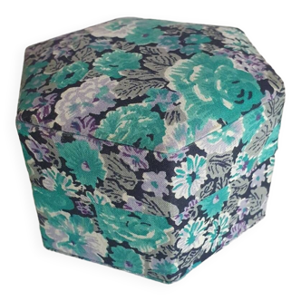 Boîte hexagonale en tissu fleuri liberty vintage 90's