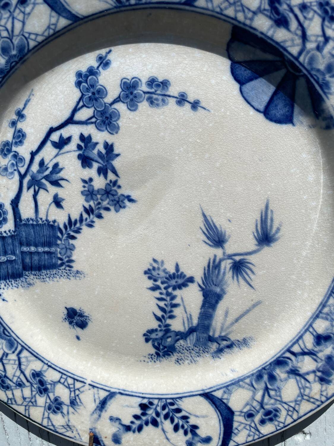 Creil and Montereau round dish in blue earthenware, "Japan" service