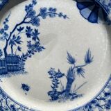 Creil and Montereau round dish in blue earthenware, "Japan" service