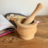 Wooden mortar and pestle
