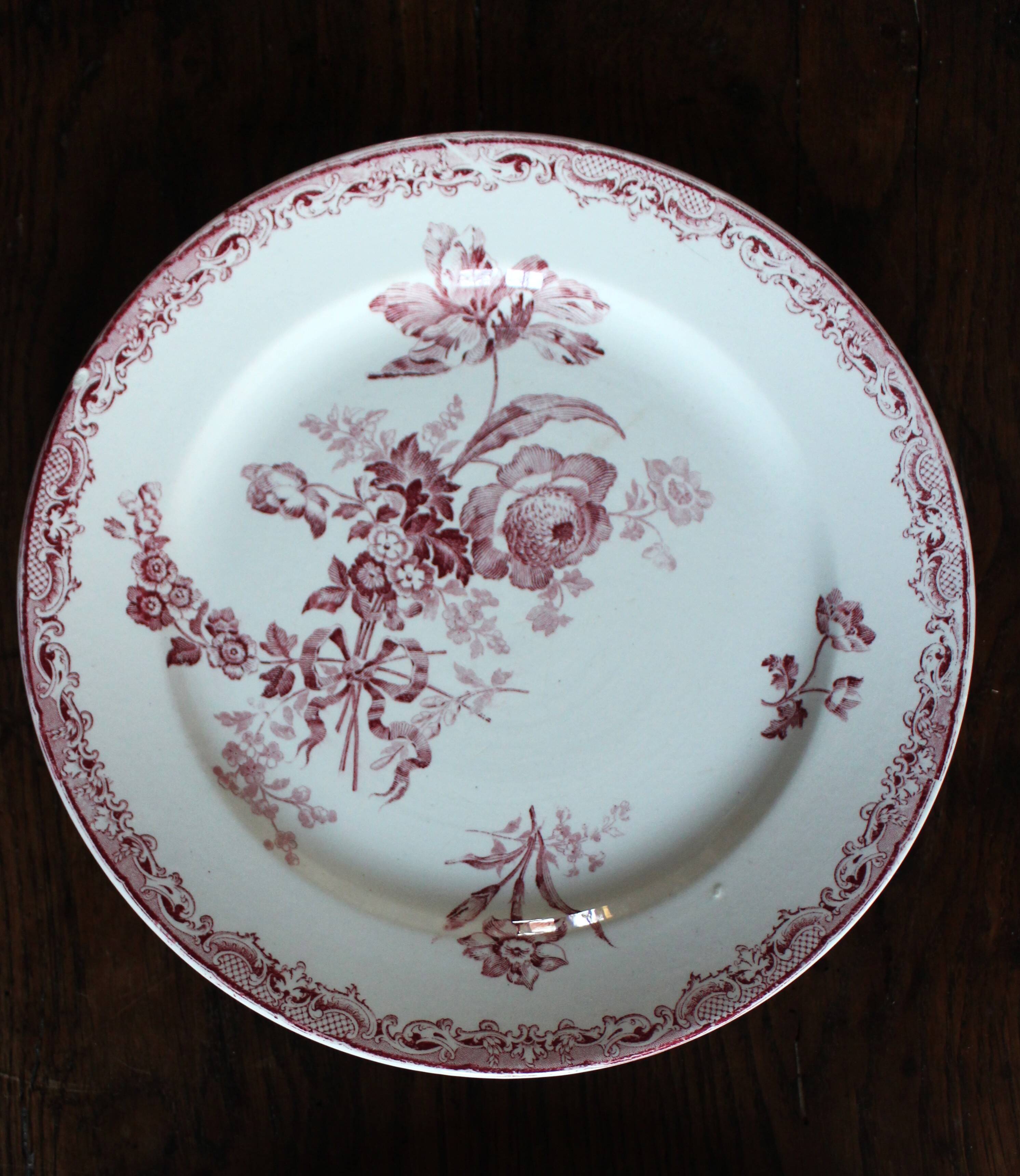 6 mismatched flat plates Marsac Canebière Fontanges Digoin Sarreguemines