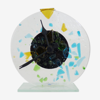 Horloge de table vintage en verre de Murano année 70 80. Gambarovetri Murano Venezia