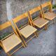 Set of 4 folding chairs in beech and caning by Habitat, 1980s.