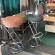 Vintage 80s green metal bar stool.