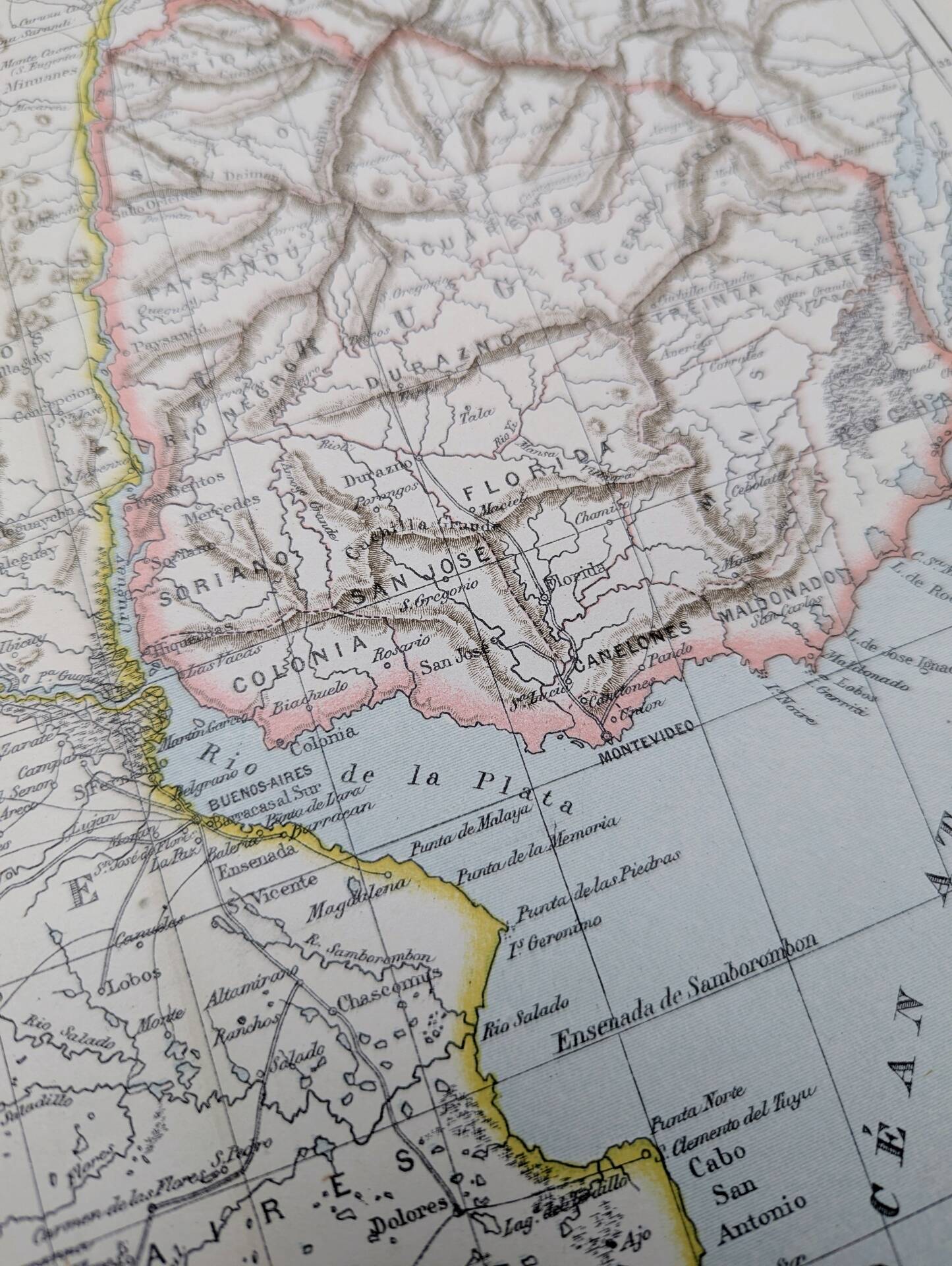 Uruguay, period map, 1887, Authentic.