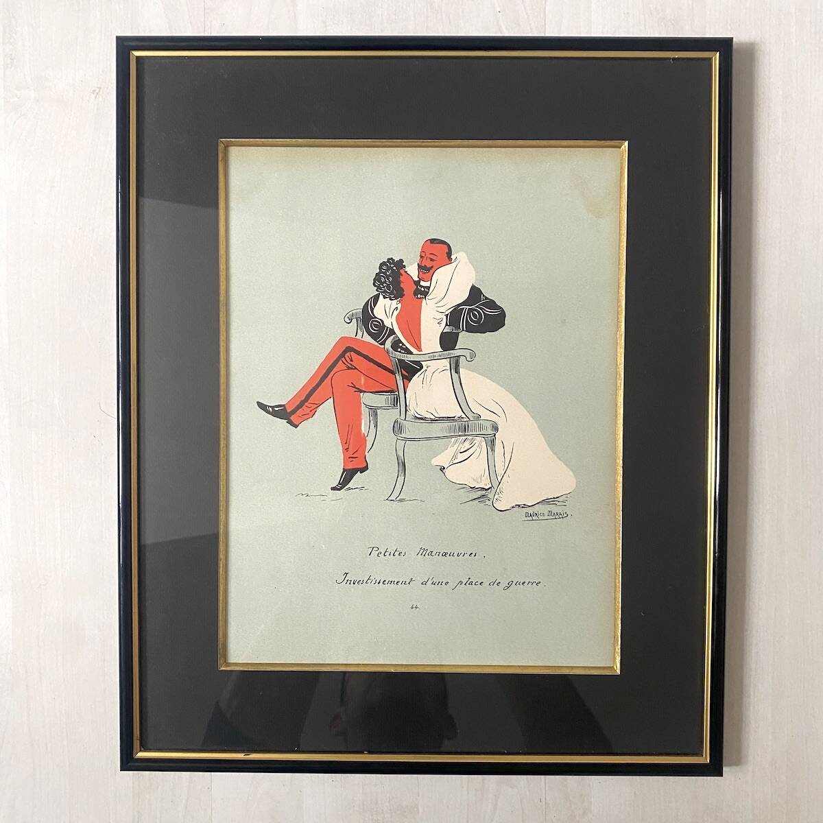 Set of 5 framed illustrations by Maurice Marais, 19th century