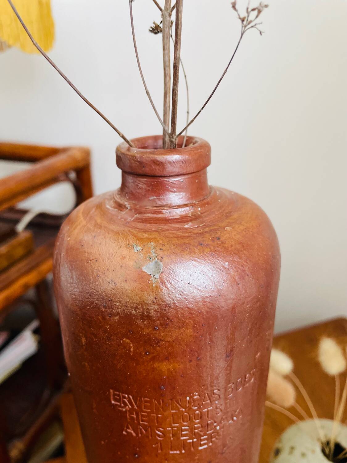 Antique Erven Lucas Bolts Amsterdam stoneware liquor bottle