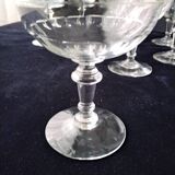 8 old glass champagne glasses