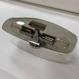 Trio of vintage chrome and smoked glass wall sconces