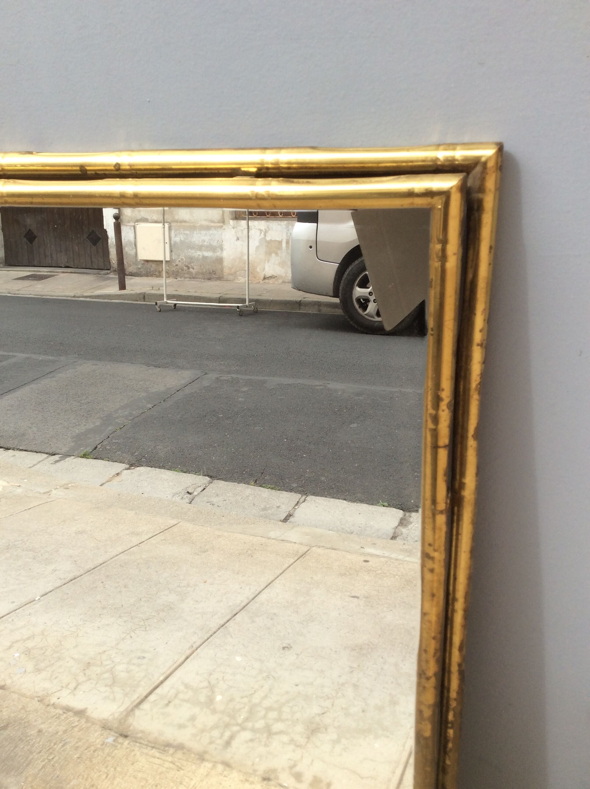 Mirror golden brass Italy 70s 91x66cm
