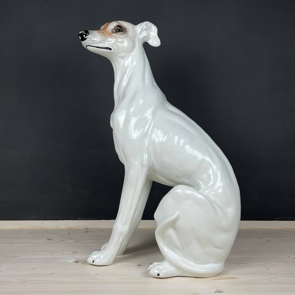 Large ceramic sculpture of a Bassano dog, 1980s.