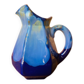 Blue flamed stoneware jug Art Deco