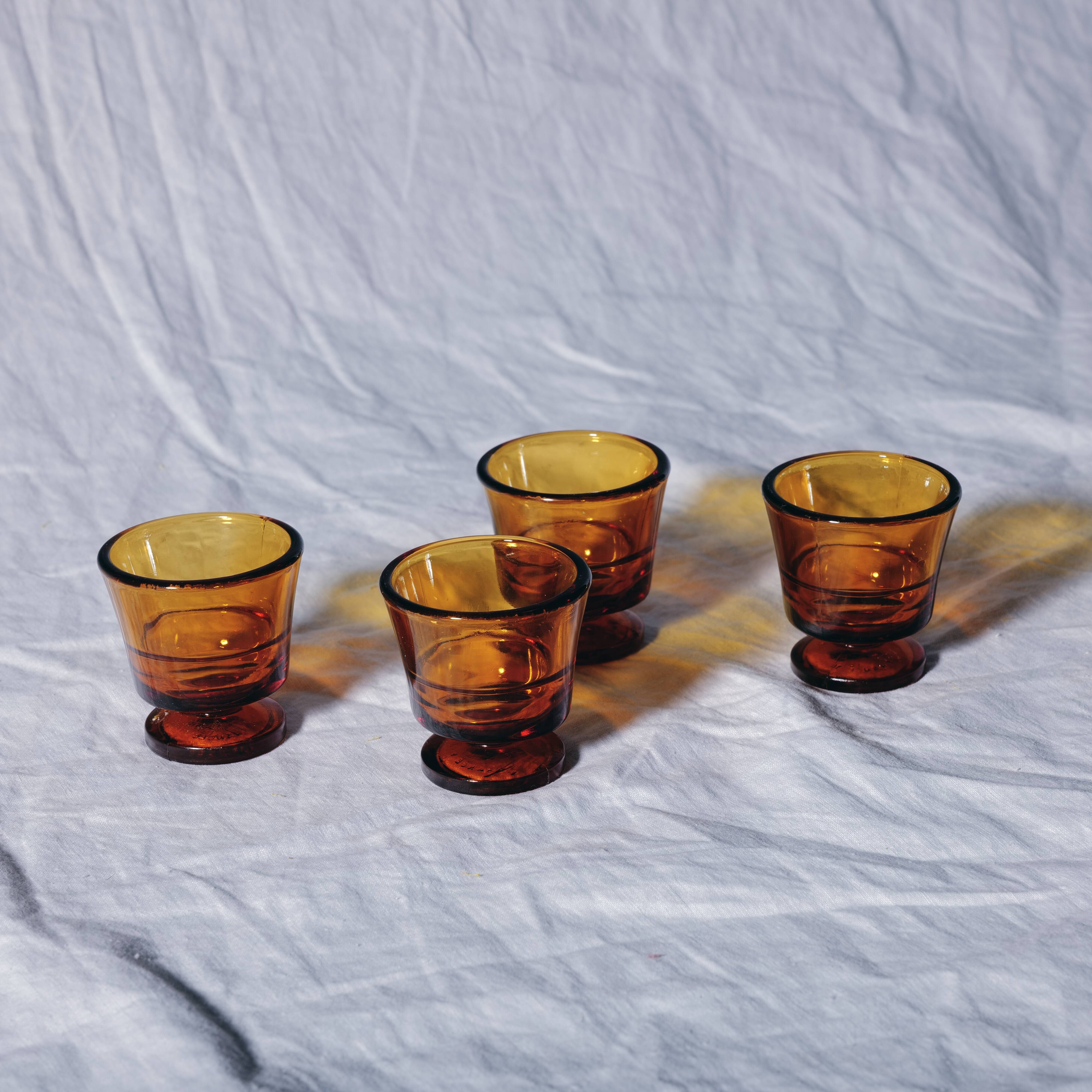 4 Duralex amber glass egg cups