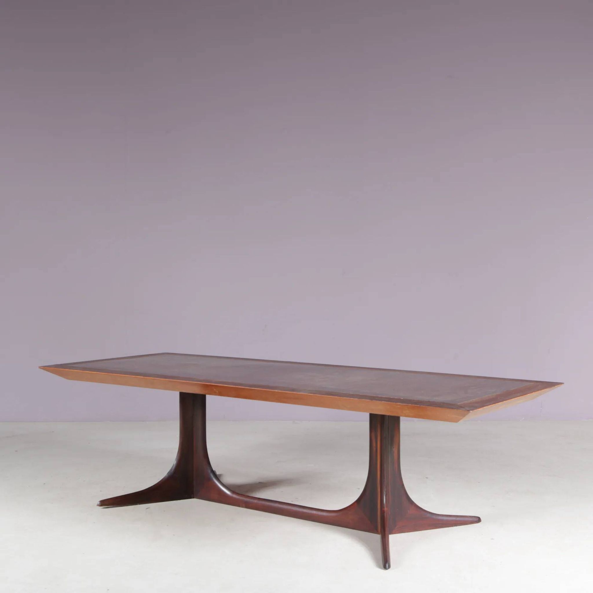 Table basse en bois avec cuivre des années 1960, Danemark