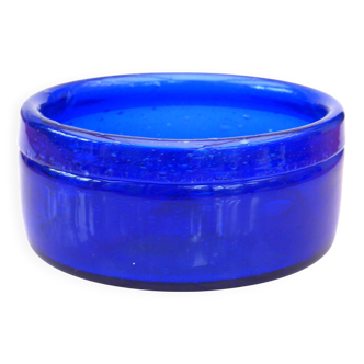Scandinavian modern vintage art design blue glass bowl by Erik Höglund,