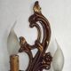 Pair Vintage French Bronze Double Wall Lights Acanthus Leaf & Flower Detail