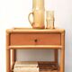 Bedside or side table in wood, bamboo and rattan, 1970s