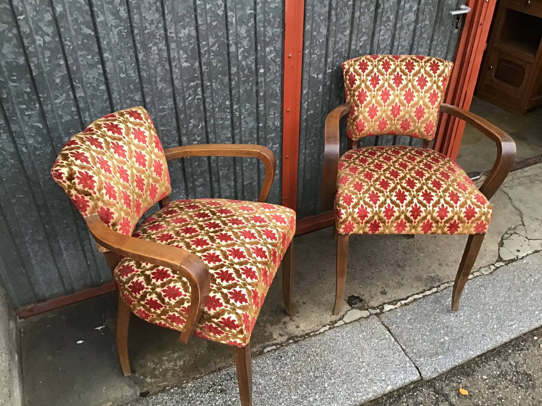 Paire de fauteuils bridge vintage
