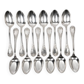 Twelve large Christofle Marly table spoons, silver-plated.