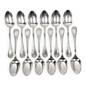 Twelve large Christofle Marly table spoons, silver-plated.