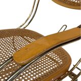 Vintage brass curved wooden rocking chair