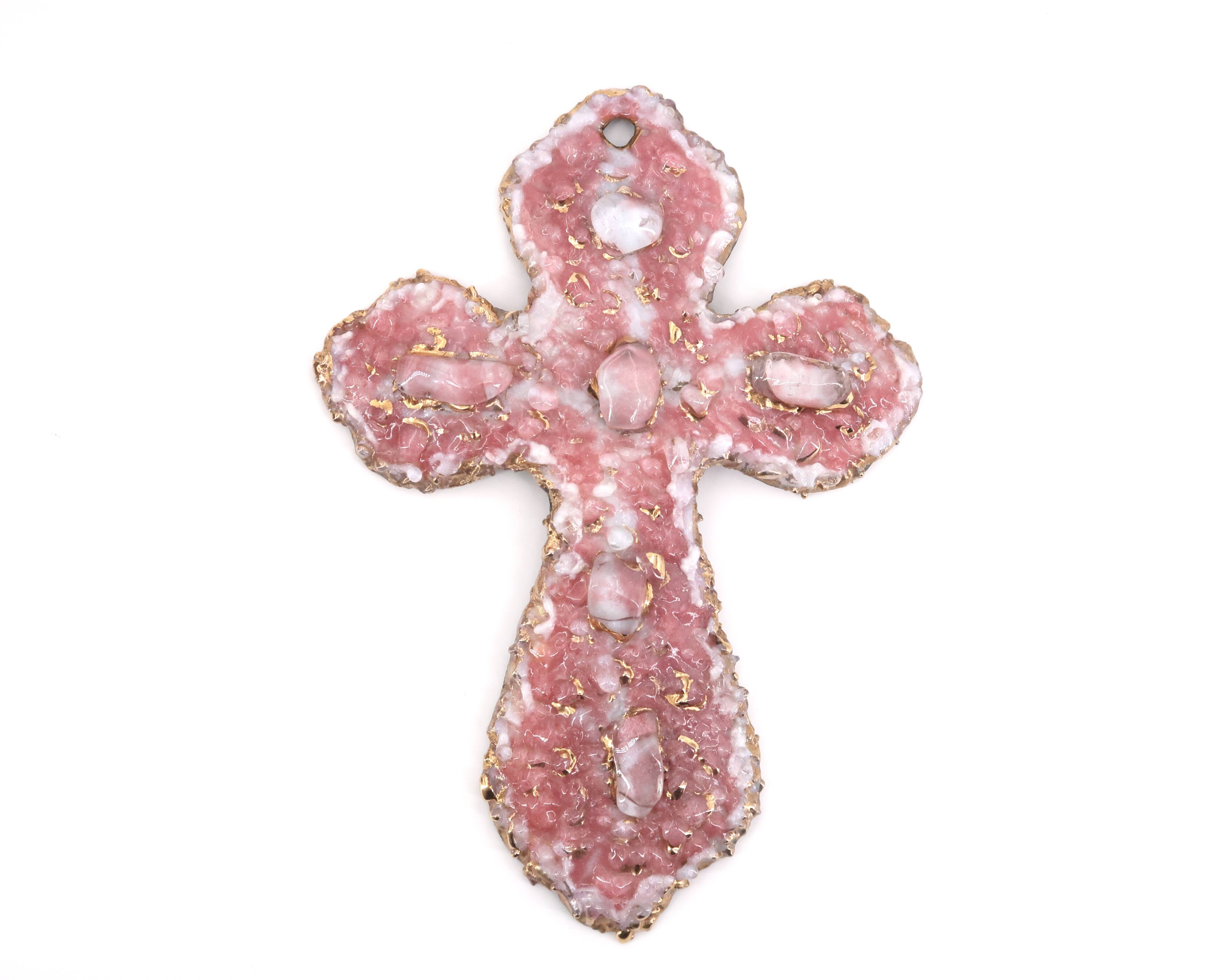 Wall cross by Louise Arnaud, Limoges Art enamels, 1970s