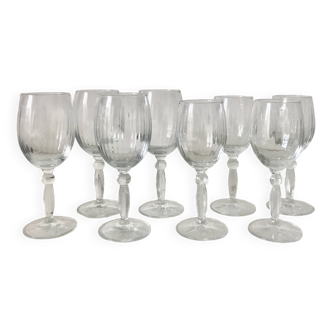 Set of 4 water glasses and 4 wine glasses, swirling glass