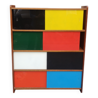 Wooden showcase library by Didier Rozaffy for Oscar Furniture, France 1960