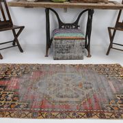 3x6 Shades Of Red & Black Handmade Wool Classic Vintage Rug, 100x179Cm