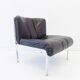 Eurochair set of 2 black leather lounge chairs by Girsberger