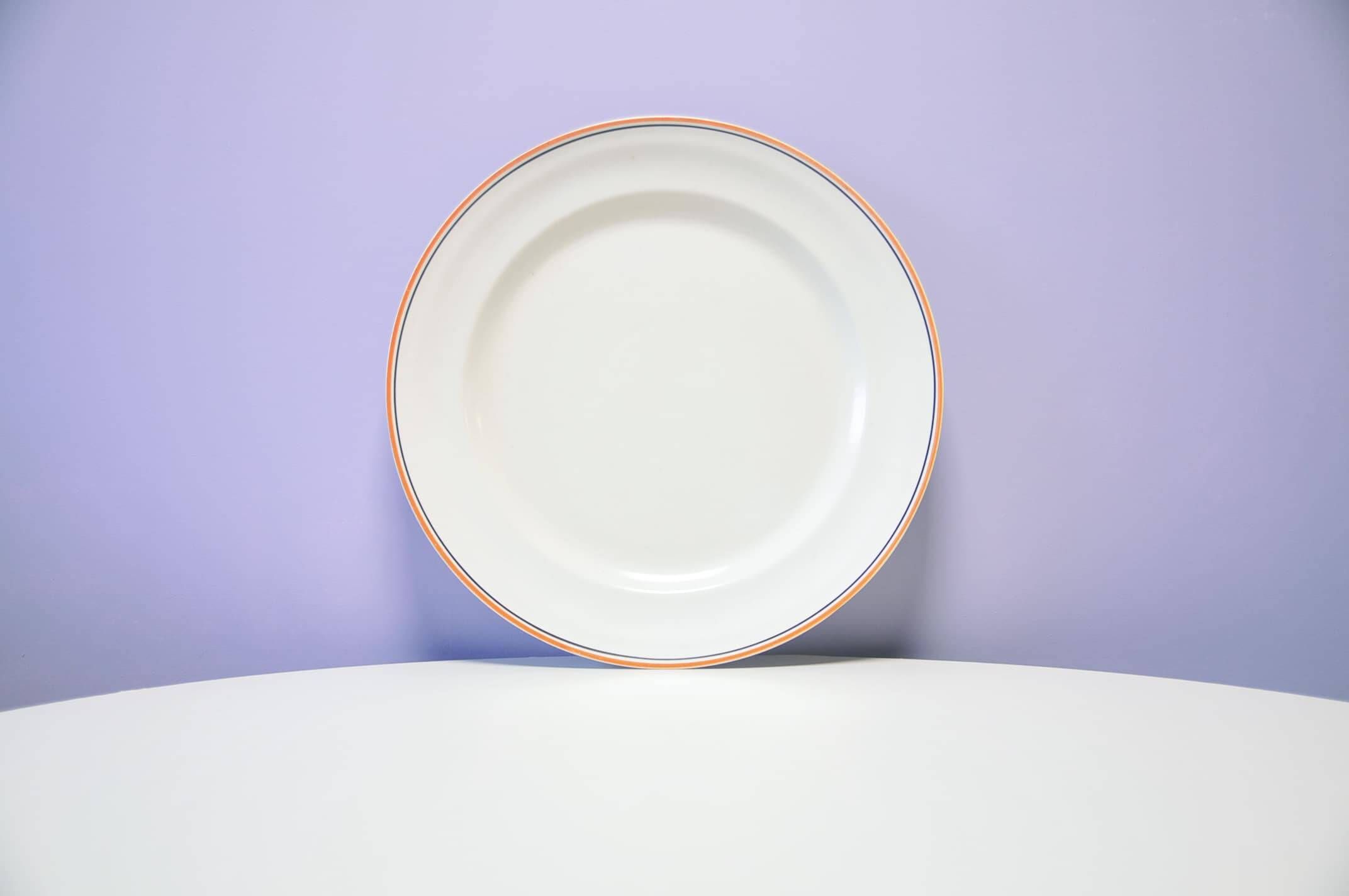 Bol vintage crème avec bord orange