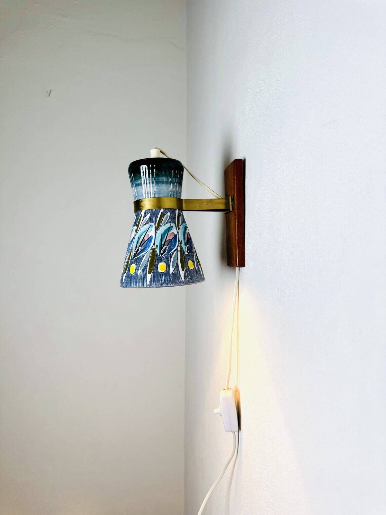 Decorative Sgraffito Ceramic Wall Lamp By Tilgmans Keramik, Sweden 1960S
