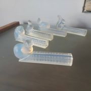 9 doors art deco knives in opalescent glass, bestiary.