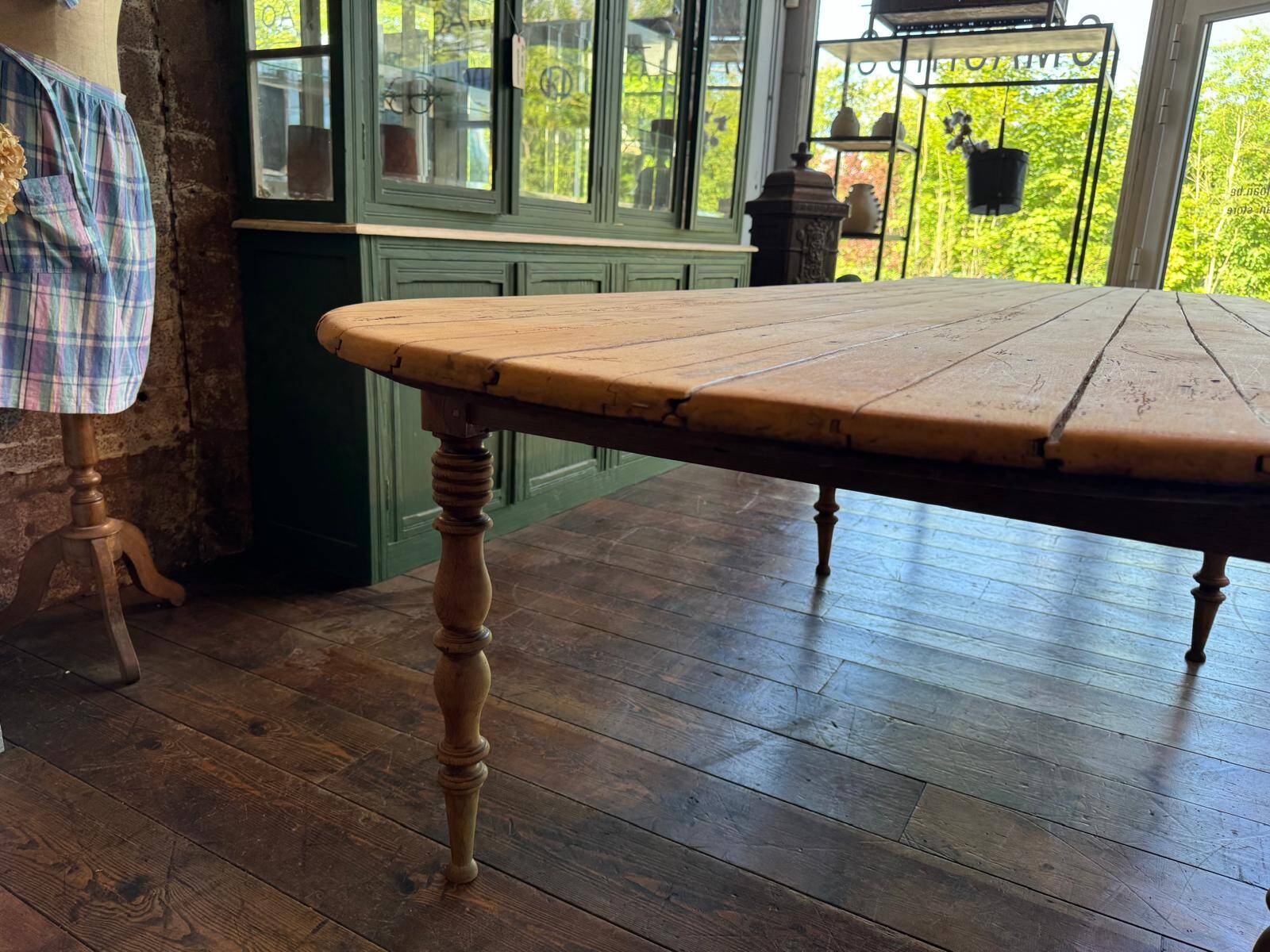 Large raw wood dining table