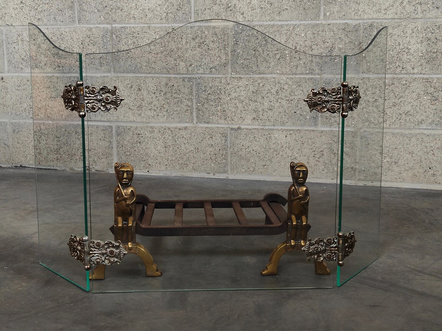 Pair of bronze andirons Anton Prinner 1930