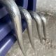 Vintage Louis XII armchair by Philippe Starck, molded blue plastic shell and metal legs